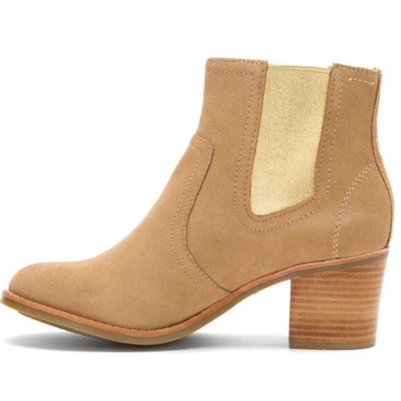 NEW Sperry Top-Sider Marlow Suede Heeled Ankle Boots Tan/Gold Shimmer size 8 M - Picture 2 of 16